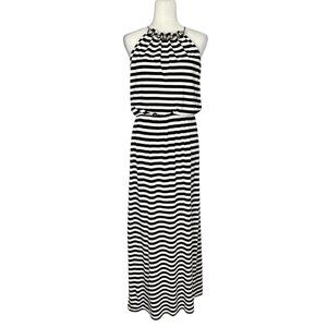 White House Black Market Womens Striped Sleeveless Maxi Dress Chain Neck size S